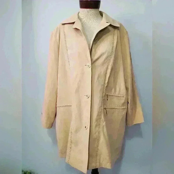 FEN NELLI Limited edition  camel lightweight faux suede jacket. Size 13/14 - Picture 2 of 16